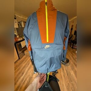 Cute Nike Men's Blue and Orange Windbreaker Jacket with stuff pocket
